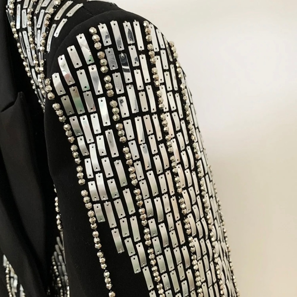 Double Breasted Black & Silver Blazer - Picture 4 of 6